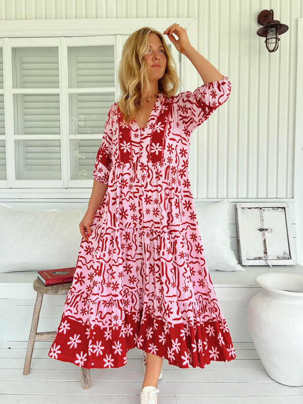 Strawberry Spritz Print Mila Midi Dress