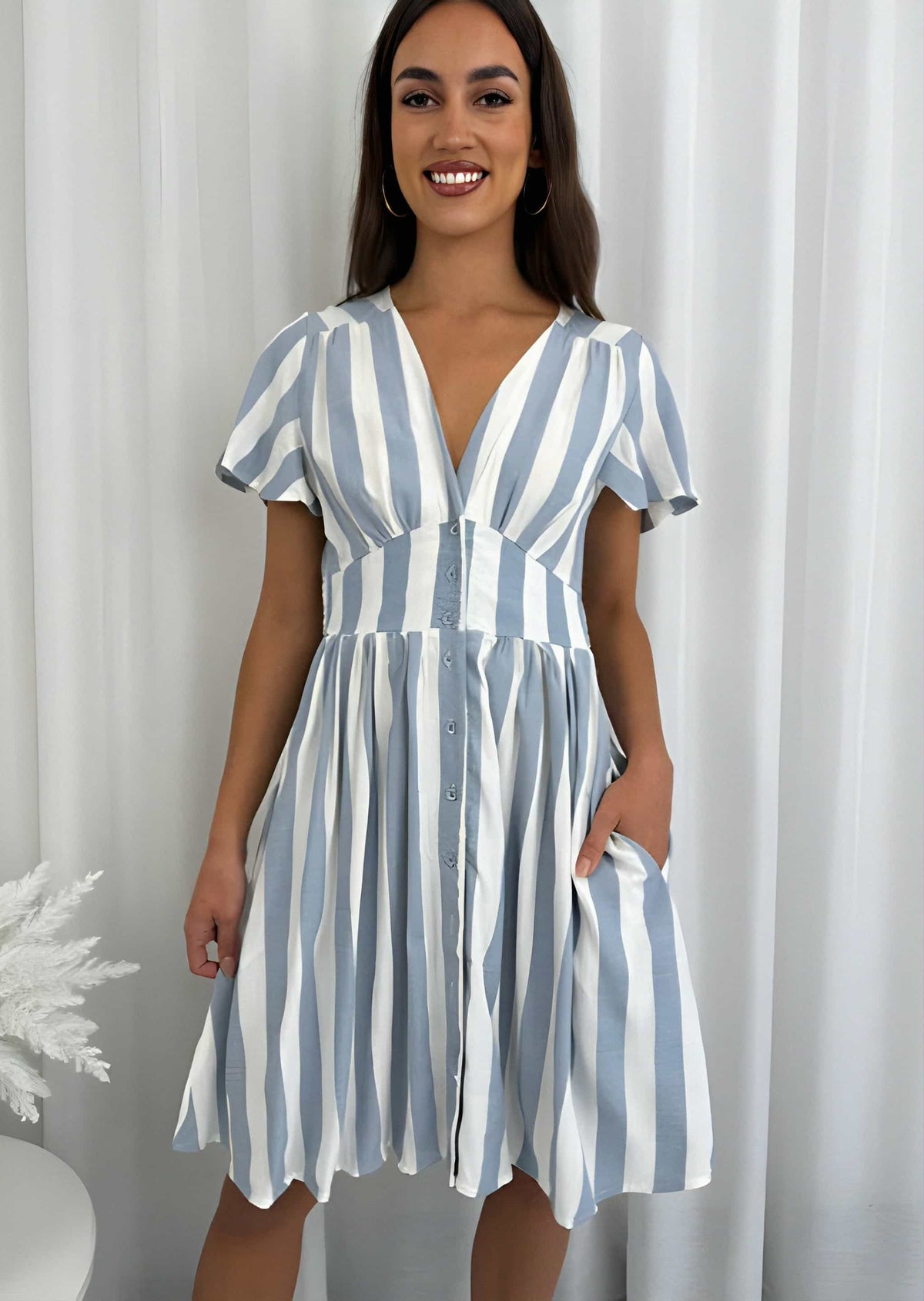 Tori Dress Blue Stripe