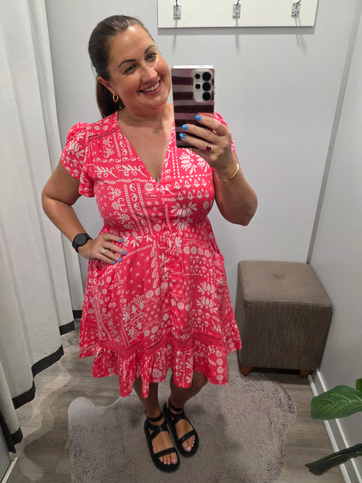 Hibisca Print Carmen Mini Dress