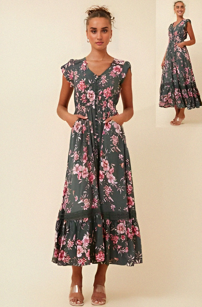 Agnes Dress Green Floral