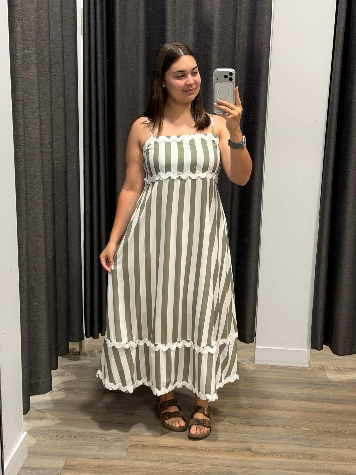 Alba Dress Green Stripe