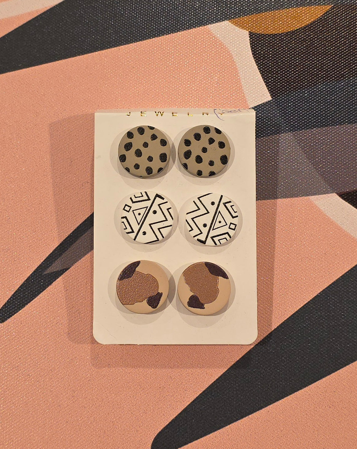 Circle Earrings Set Beige