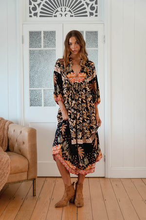 Jardin Print Boheme Midi Dress