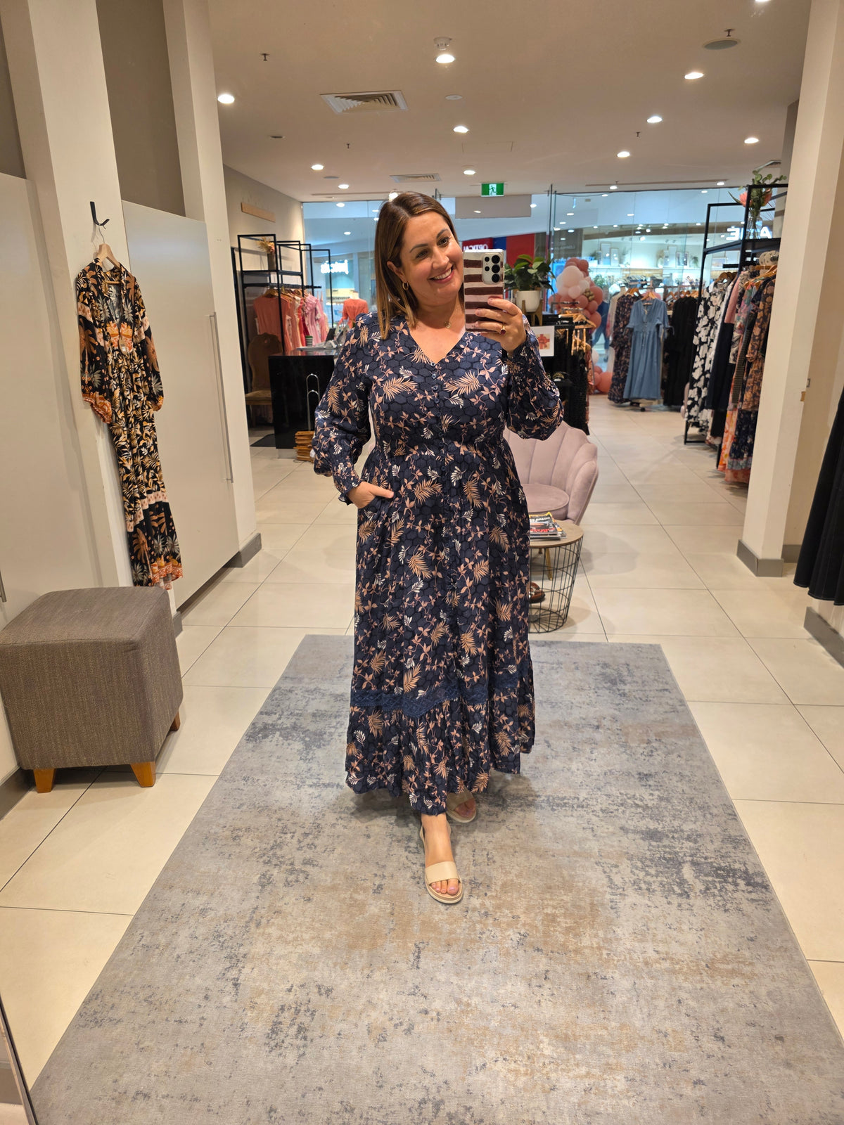 Agata Dress Navy Floral
