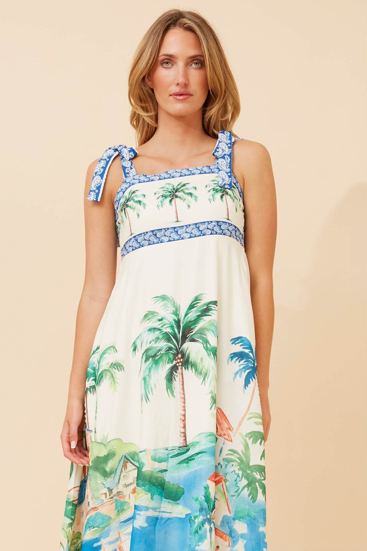 Aria Dress Palm Print