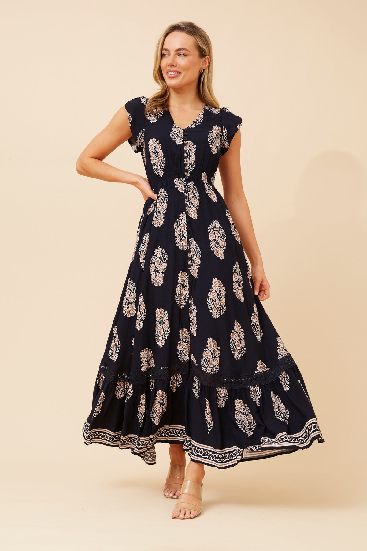 Agnes Dress Navy & Cream