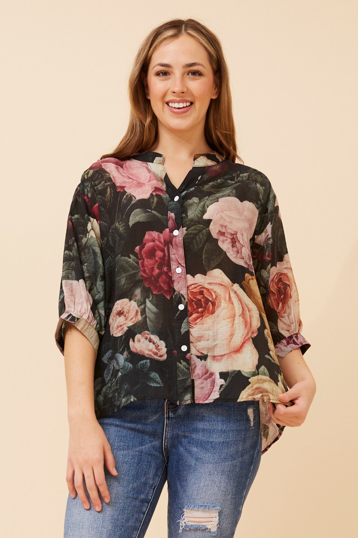 Maureen Blouse Green Floral