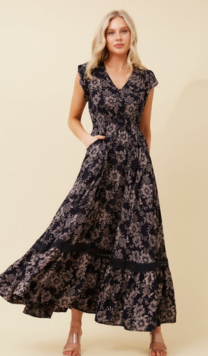 Agnes Dress Navy Print