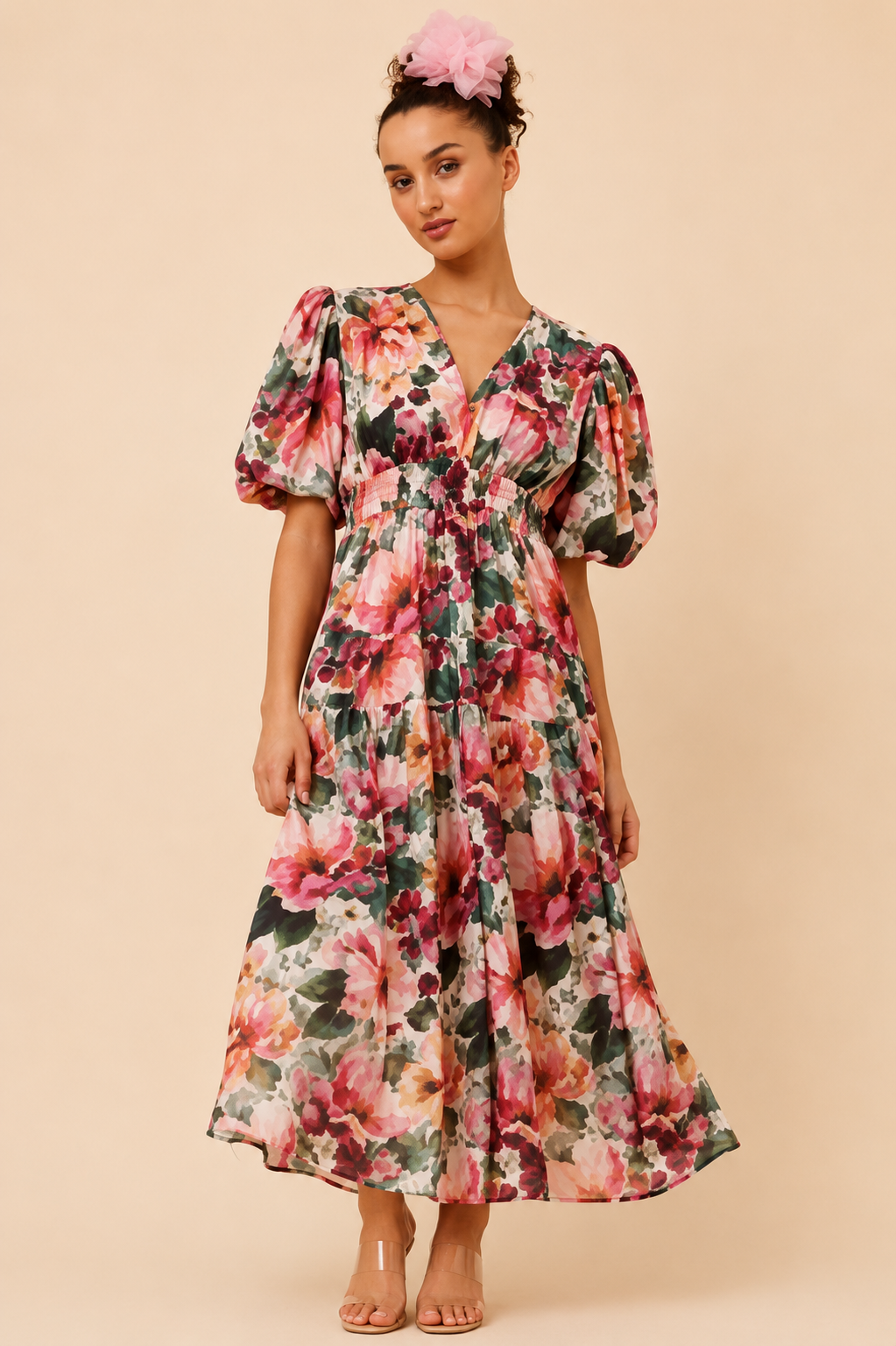 Briana Dress Burgundy Floral
