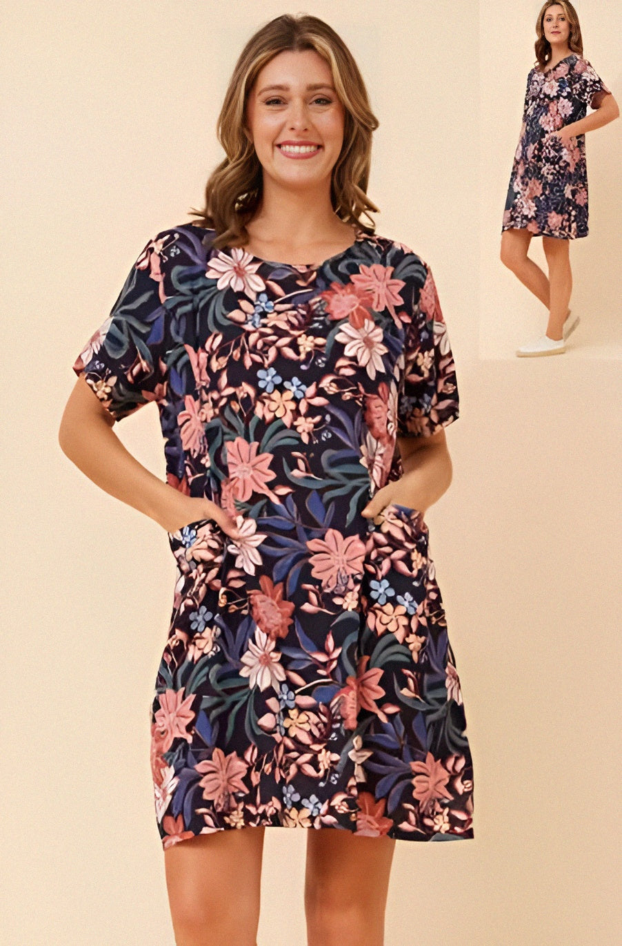Mara Dress Navy Floral