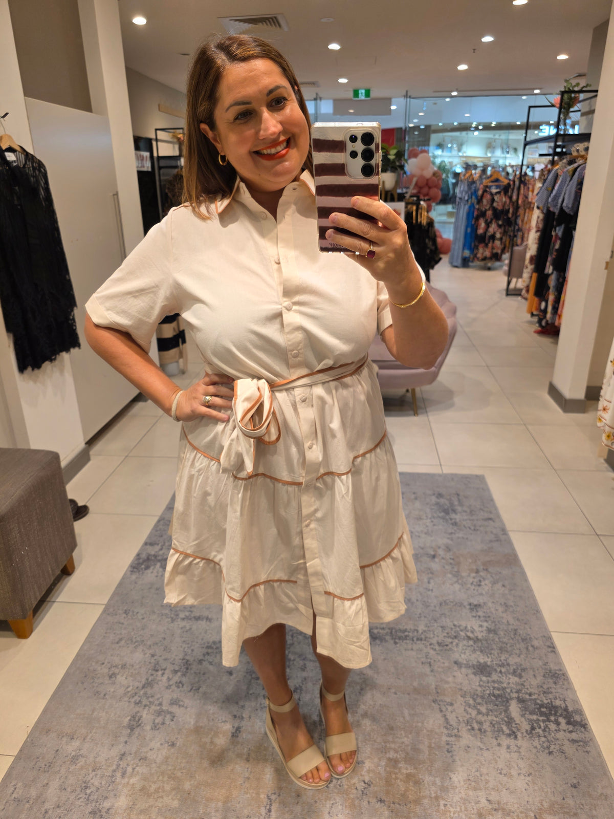Cream Shirt Dress