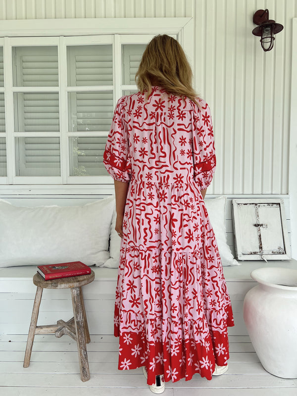 Strawberry Spritz Print Mila Midi Dress