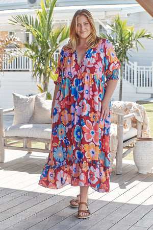 Valli Print Kora Midi Dress