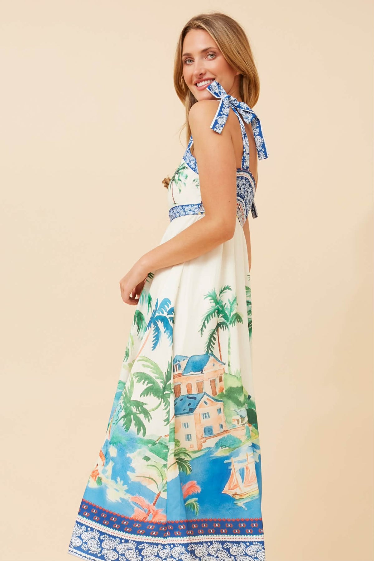 Aria Dress Palm Print