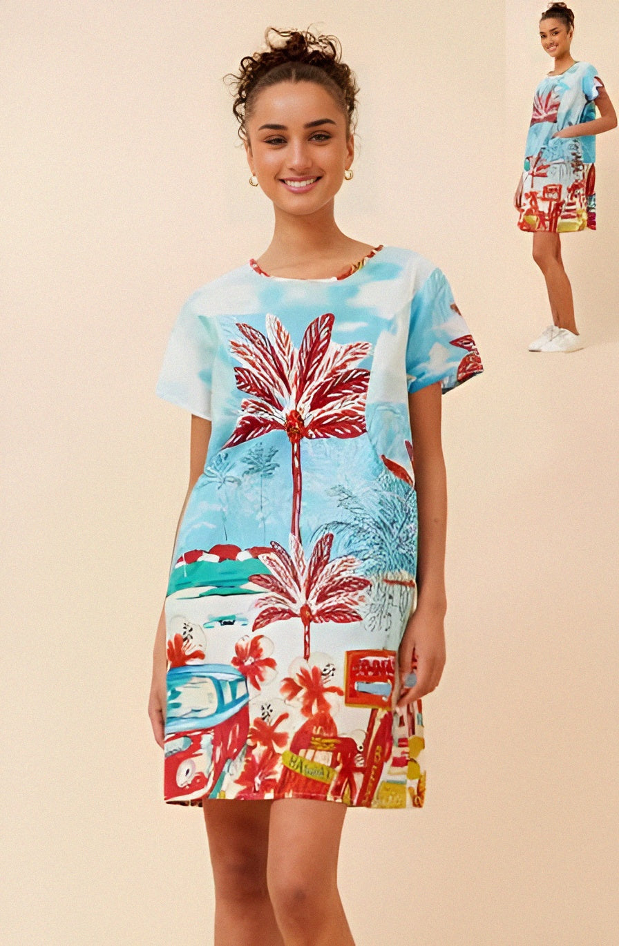 Tara Dress Beach Print