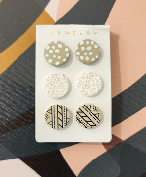 Circle Earrings Set White