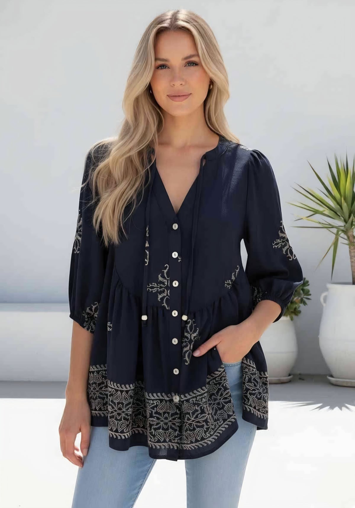 Peri Blouse Navy