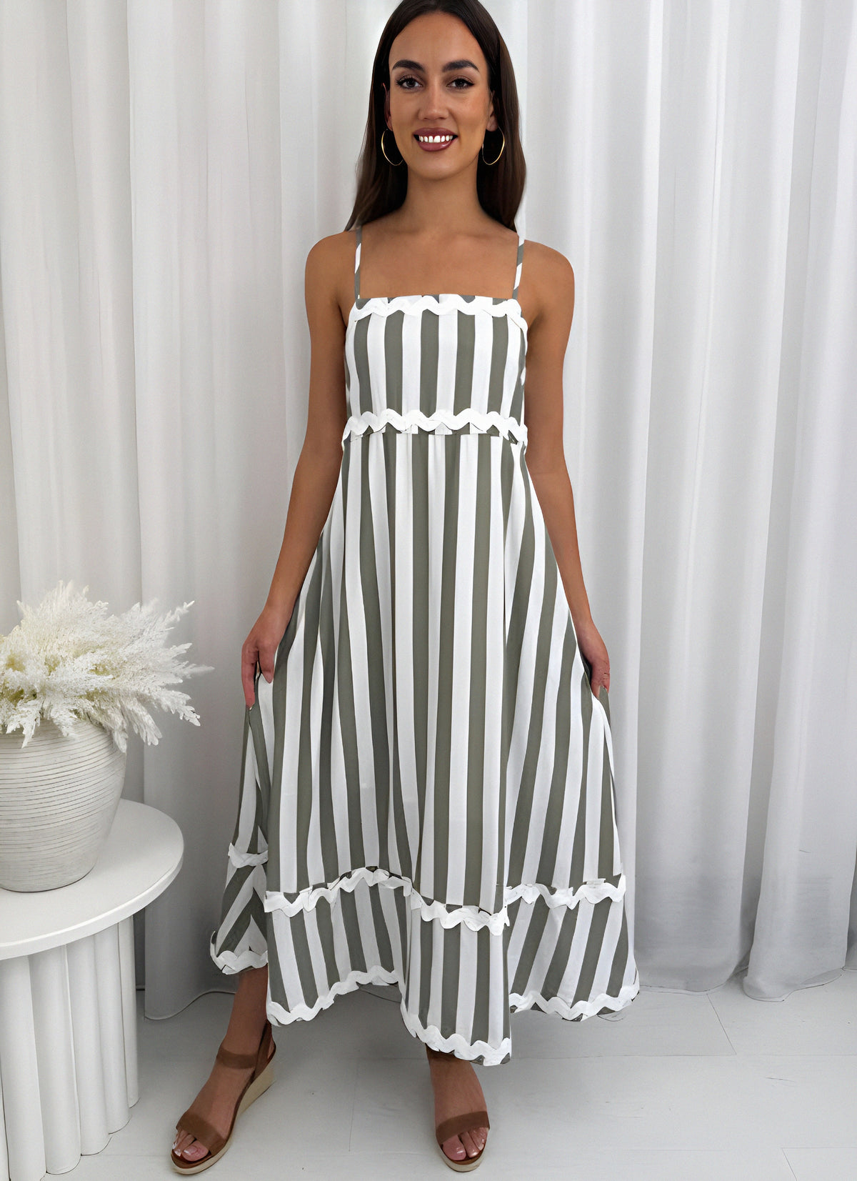 Alba Dress Green Stripe