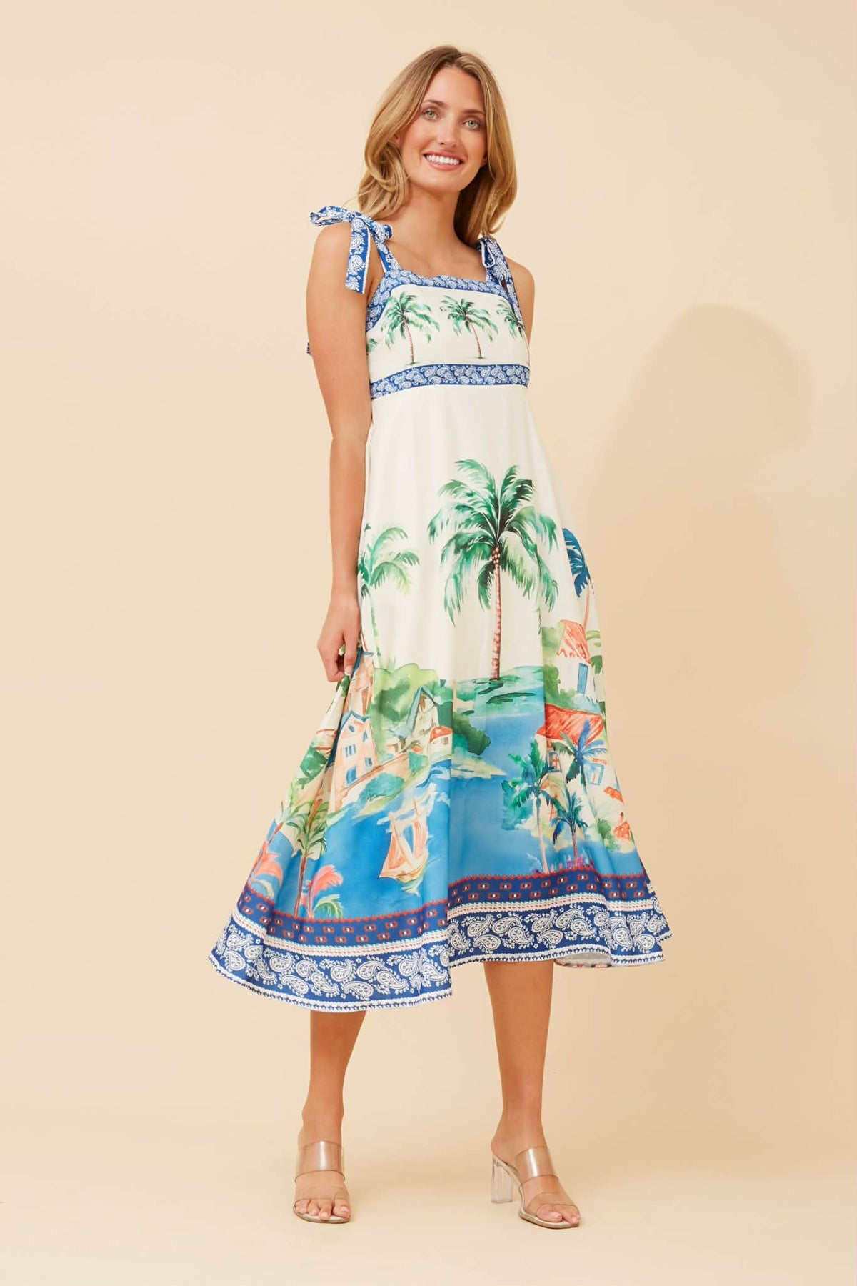 Aria Dress Palm Print