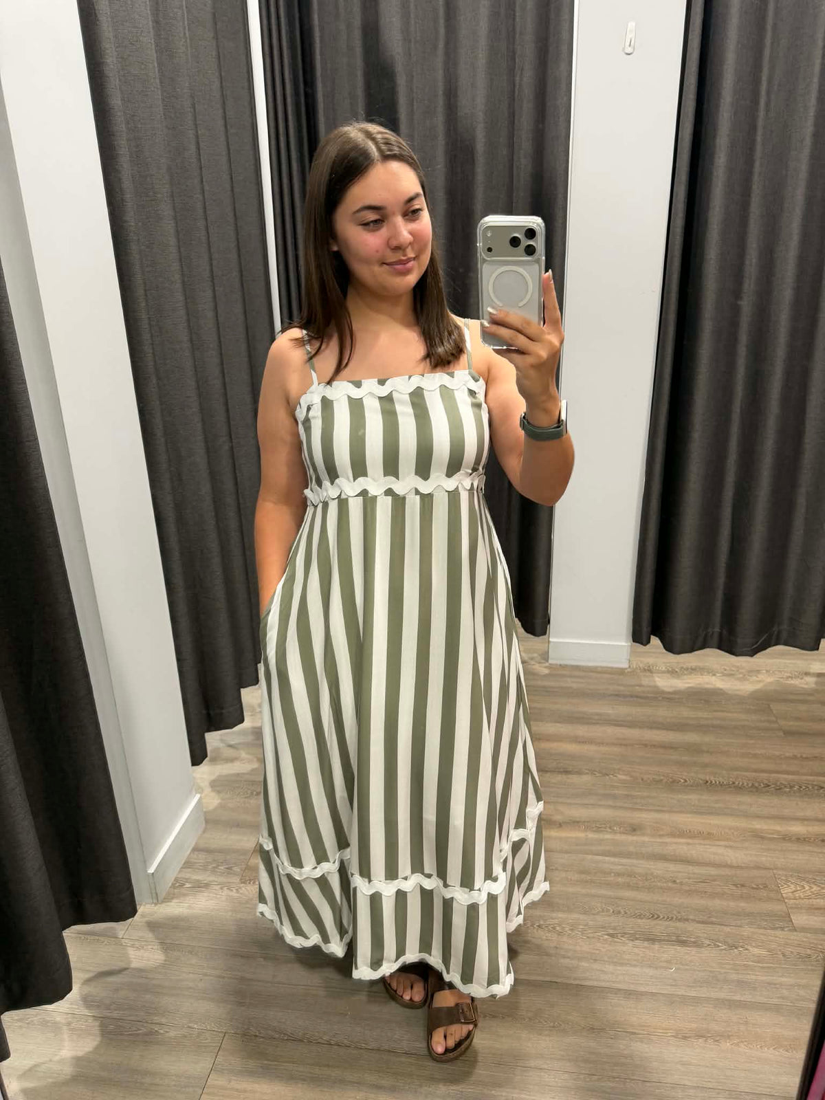 Alba Dress Green Stripe