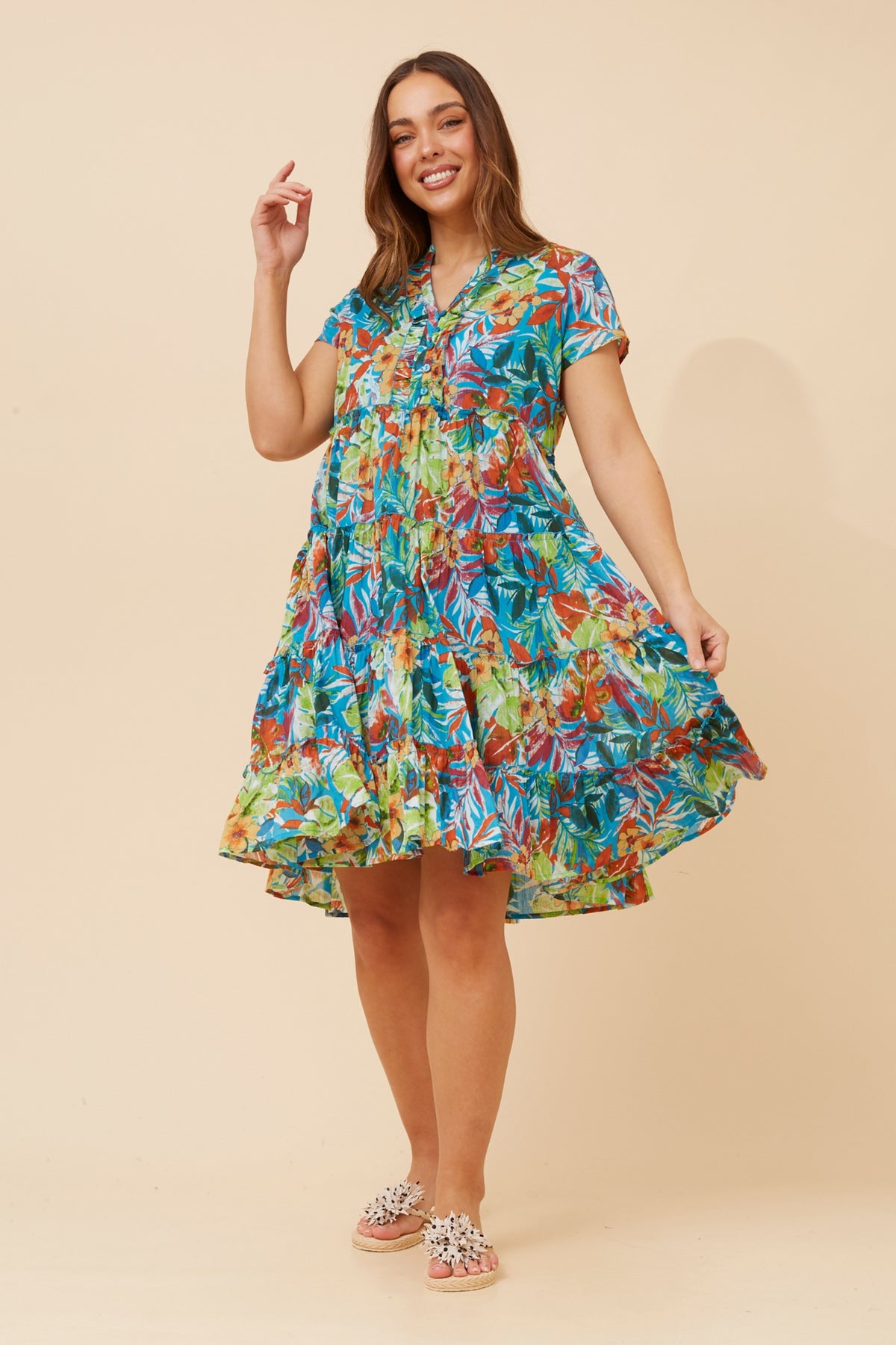 Laura Dress Palm Print