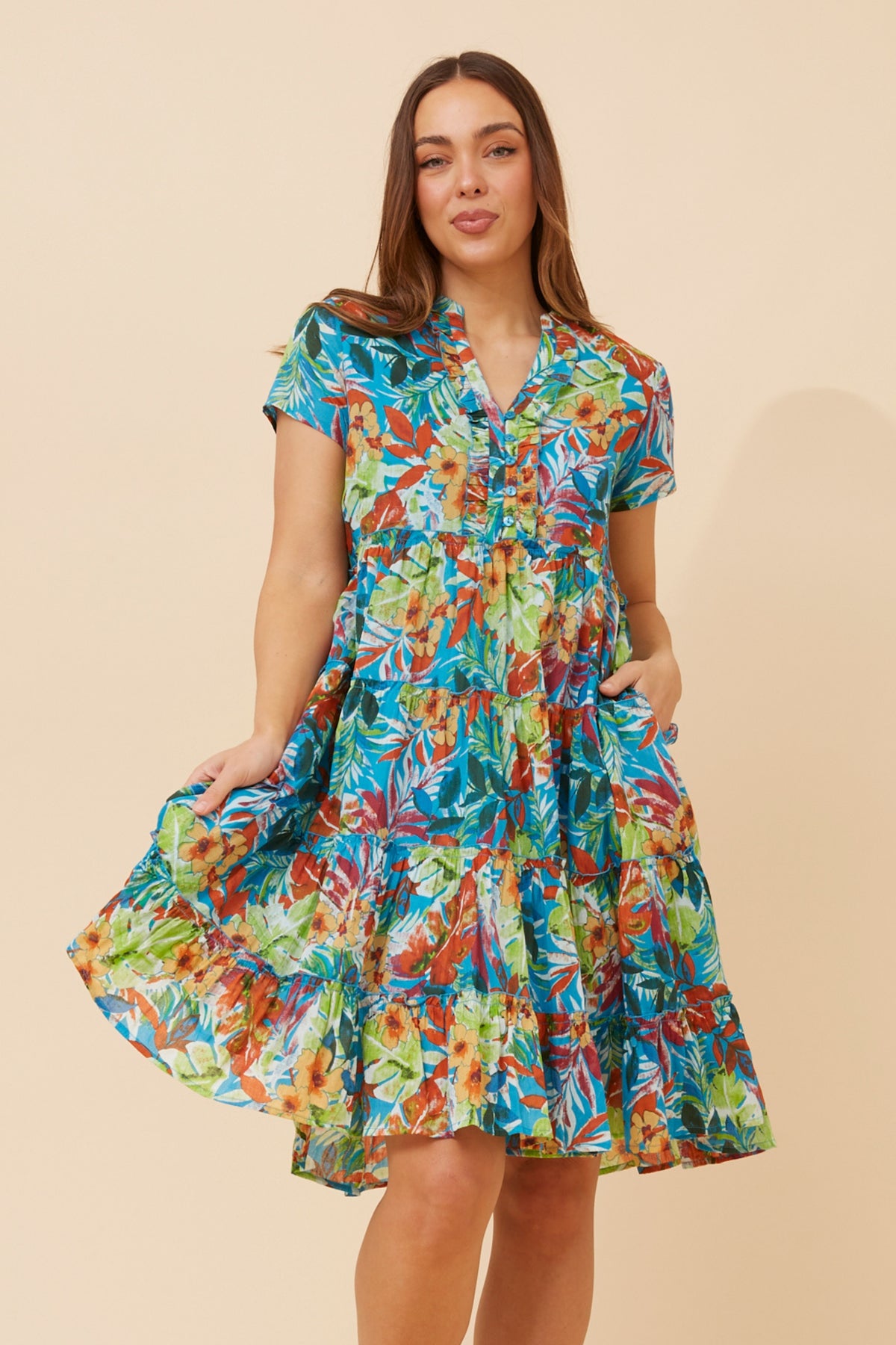 Laura Dress Palm Print