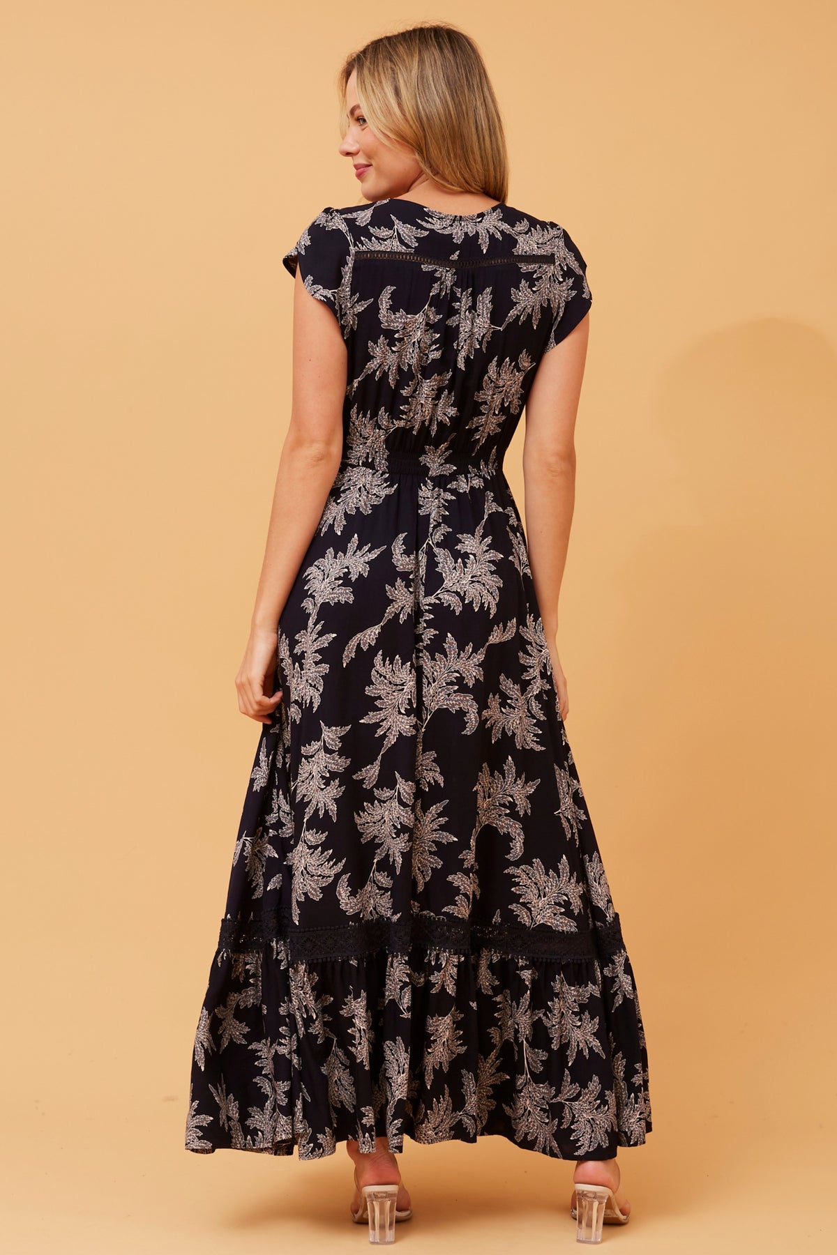Agnes Dress Leaf Print
