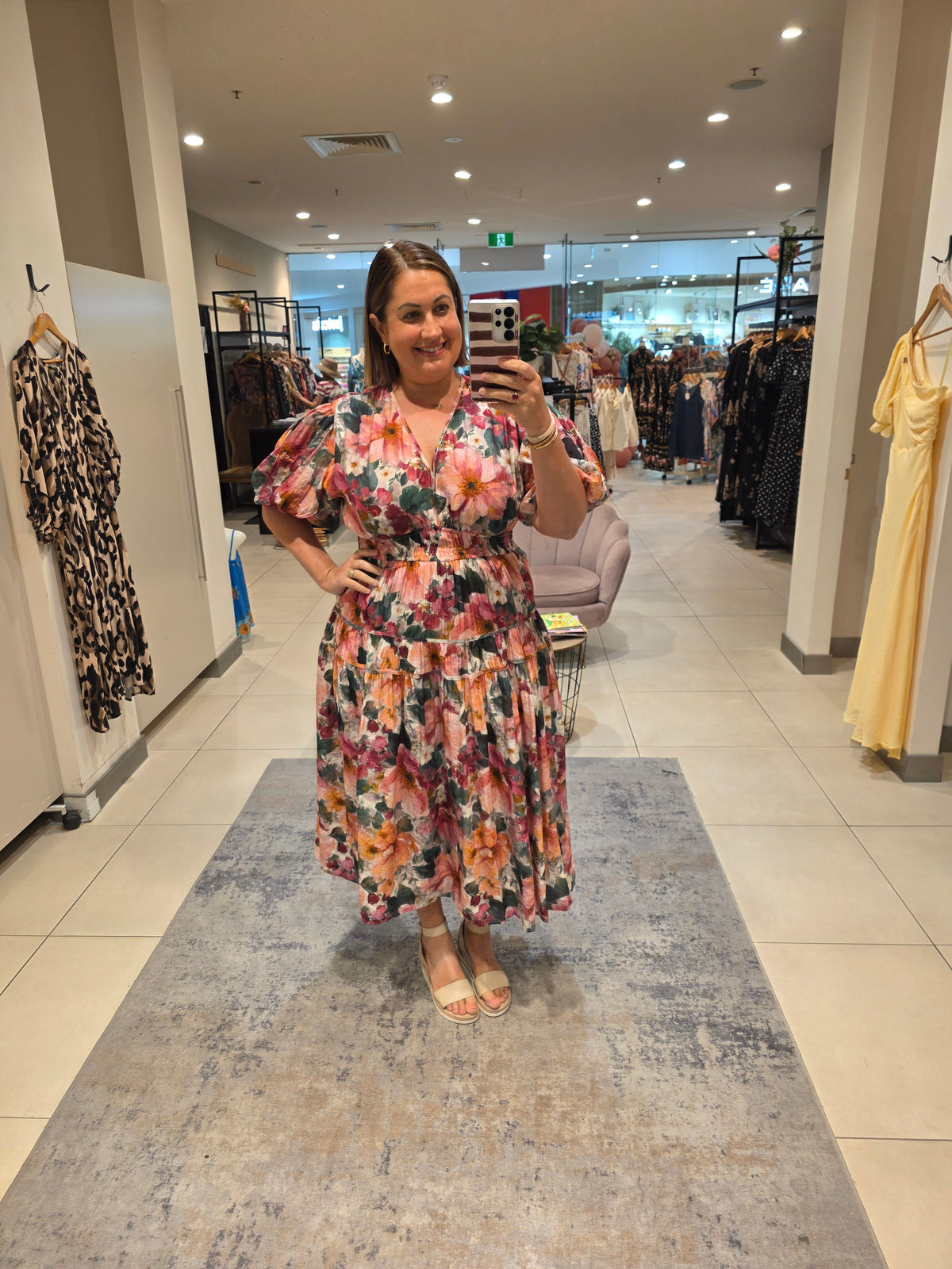 Briana Dress Burgundy Floral