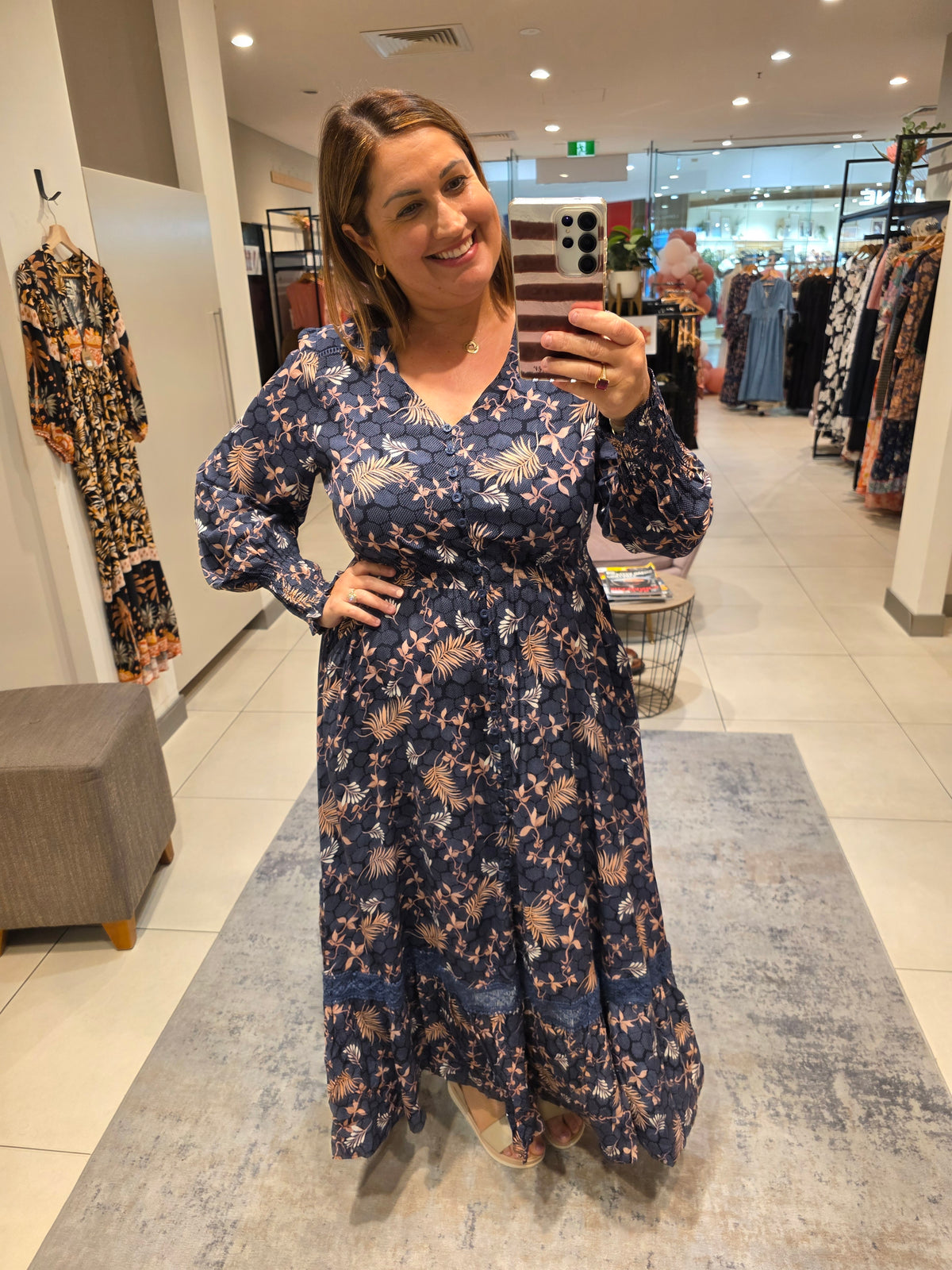 Agata Dress Navy Floral